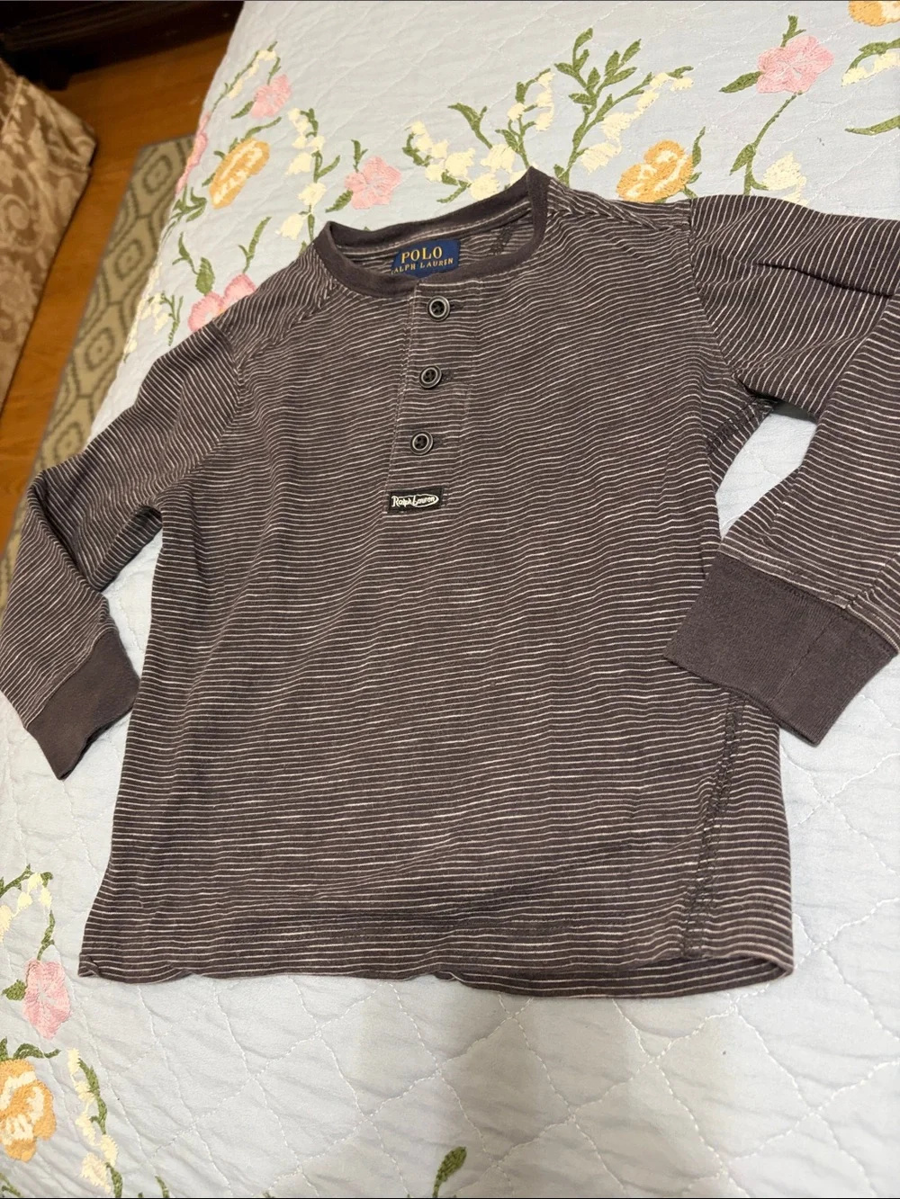 Polo Ralph Lauren Grey 3 Button Pullover Henley PreOwned Size 3 T